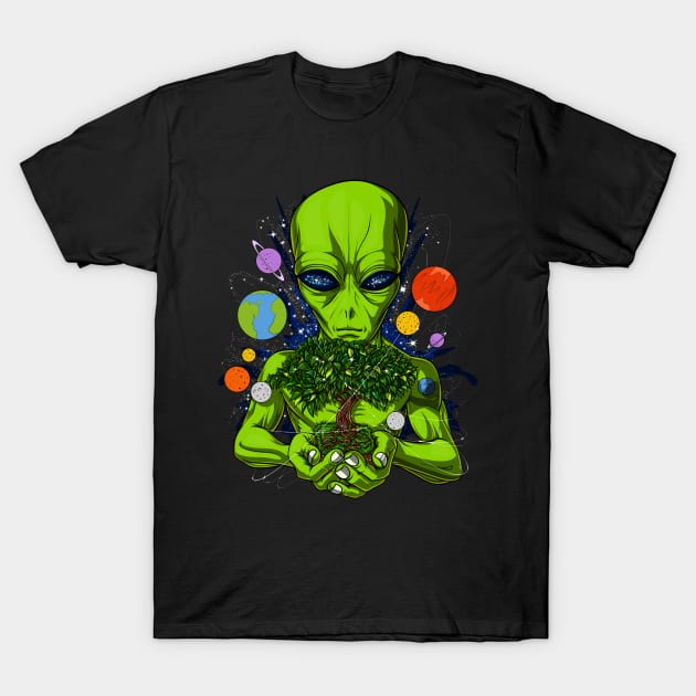 Space Alien Tree Of Life T-Shirt by underheaven